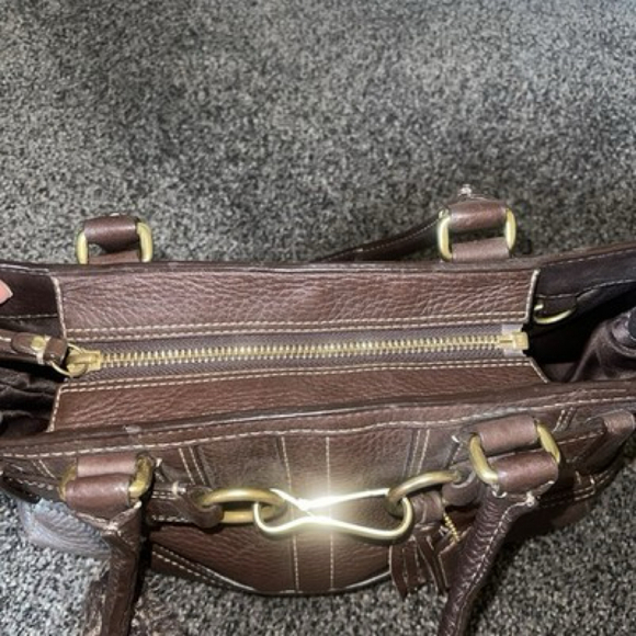 Vintage Coach Hampton Brown Pebbled Leather Satchel Bag Shoulder Tassel 10212 - Picture 9 of 9
